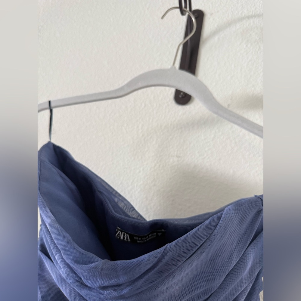 Zara Strapless Tulle Tie-Dye Print Dress - Picture 7 of 12